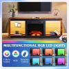 imageWLIVE TV Stand for 43 Inch TV Modern Entertainment Center with LED Lights ampamp Adjustable Glass Shelves Sturdy Media Console for Living Room BedroomGaming BlackRustic Brown