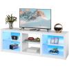 imageWLIVE TV Stand for 43 Inch TV Modern Entertainment Center with LED Lights ampamp Adjustable Glass Shelves Sturdy Media Console for Living Room BedroomGaming BlackWhite