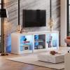 imageWLIVE TV Stand for 43 Inch TV Modern Entertainment Center with LED Lights ampamp Adjustable Glass Shelves Sturdy Media Console for Living Room BedroomGaming BlackWhite