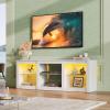 imageWLIVE TV Stand for 43 Inch TV Modern Entertainment Center with LED Lights ampamp Adjustable Glass Shelves Sturdy Media Console for Living Room BedroomGaming BlackWhite