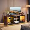 imageWLIVE TV Stand for 43 Inch TV Modern Entertainment Center with LED Lights ampamp Adjustable Glass Shelves Sturdy Media Console for Living Room BedroomGaming BlackRustic Brown