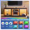 imageWLIVE TV Stand for 43 Inch TV Modern Entertainment Center with LED Lights ampamp Adjustable Glass Shelves Sturdy Media Console for Living Room BedroomGaming BlackRustic Brown