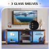 imageWLIVE TV Stand for 43 Inch TV Modern Entertainment Center with LED Lights ampamp Adjustable Glass Shelves Sturdy Media Console for Living Room BedroomGaming BlackRustic Brown