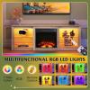 imageWLIVE TV Stand for 43 Inch TV Modern Entertainment Center with LED Lights ampamp Adjustable Glass Shelves Sturdy Media Console for Living Room BedroomGaming BlackGray Oak
