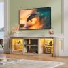 imageWLIVE TV Stand for 43 Inch TV Modern Entertainment Center with LED Lights ampamp Adjustable Glass Shelves Sturdy Media Console for Living Room BedroomGaming BlackGray Oak