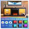 imageWLIVE TV Stand for 43 Inch TV Modern Entertainment Center with LED Lights ampamp Adjustable Glass Shelves Sturdy Media Console for Living Room BedroomGaming BlackBlack