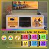 imageWLIVE TV Stand for 43 Inch TV Modern Entertainment Center with LED Lights ampamp Adjustable Glass Shelves Sturdy Media Console for Living Room BedroomGaming BlackWhite