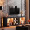imageWLIVE TV Stand for 43 Inch TV Modern Entertainment Center with LED Lights ampamp Adjustable Glass Shelves Sturdy Media Console for Living Room BedroomGaming BlackBlack