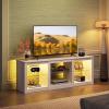 imageWLIVE TV Stand for 43 Inch TV Modern Entertainment Center with LED Lights ampamp Adjustable Glass Shelves Sturdy Media Console for Living Room BedroomGaming BlackWhite