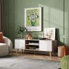 imageWLIVE TV Stand for 55 60 inch TV Mid Century Modern TV Console Entertainment Center with Storage for Living Room Retro BrownGreige
