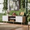 imageWLIVE TV Stand for 55 60 inch TV Mid Century Modern TV Console Entertainment Center with Storage for Living Room Retro BrownGreige