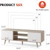 imageWLIVE TV Stand for 55 60 inch TV Mid Century Modern TV Console Entertainment Center with Storage for Living Room Retro BrownGreige