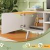 imageWLIVE TV Stand for 55 60 inch TV Mid Century Modern TV Console Entertainment Center with Storage for Living Room Retro BrownGreige