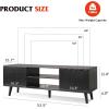 imageWLIVE TV Stand for 55 60 inch TV Mid Century Modern TV Console Entertainment Center with Storage for Living Room Retro BrownRelief Black