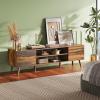 imageWLIVE TV Stand for 55 60 inch TV Modern Entertainment Center with Storage Cabinets Mid Century TV Console Table for Bedroom TV Stand for Living Room Charcoal BlackRetro Brown