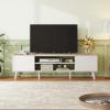 imageWLIVE TV Stand for 55 60 inch TV Modern Entertainment Center with Storage Cabinets Mid Century TV Console Table for Bedroom TV Stand for Living Room Charcoal BlackGreige