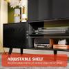 imageWLIVE TV Stand for 55 60 inch TV Modern Entertainment Center with Storage Cabinets Mid Century TV Console Table for Bedroom TV Stand for Living Room Charcoal BlackRelief Black