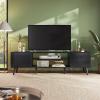 imageWLIVE TV Stand for 55 60 inch TV Modern Entertainment Center with Storage Cabinets Mid Century TV Console Table for Bedroom TV Stand for Living Room Charcoal BlackRelief Black