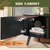 imageWLIVE TV Stand for 55 60 inch TV Modern Entertainment Center with Storage Cabinets Mid Century TV Console Table for Bedroom TV Stand for Living Room Charcoal BlackRelief Black