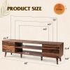 imageWLIVE TV Stand for 55 60 inch TV Modern Entertainment Center with Storage Cabinets Mid Century TV Console Table for Bedroom TV Stand for Living Room Charcoal BlackRetro Brown