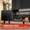 imageWLIVE TV Stand for 55 60 inch TV Modern Entertainment Center with Storage Cabinets Mid Century TV Console Table for Bedroom TV Stand for Living Room Charcoal BlackDark Black