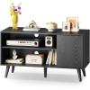 imageWLIVE TV Stand for 55 Inch TVs Entertainment Center with Storage Cabinet MidCentury TV Stands for Living Room and Bedroom 50quot TV Console BrownRelief Black