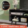 imageWLIVE TV Stand for 55 Inch TVs Entertainment Center with Storage Cabinet MidCentury TV Stands for Living Room and Bedroom 50quot TV Console BrownRelief Black