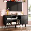 imageWLIVE TV Stand for 55 Inch TVs Entertainment Center with Storage Cabinet MidCentury TV Stands for Living Room and Bedroom 50quot TV Console BrownRelief Black