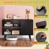 imageWLIVE TV Stand for 55 Inch TVs Entertainment Center with Storage Cabinet MidCentury TV Stands for Living Room and Bedroom 50quot TV Console BrownRelief Black