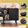 imageWLIVE TV Stand for 55 Inch TVs Entertainment Center with Storage Cabinet MidCentury TV Stands for Living Room and Bedroom 50quot TV Console BrownRelief Black