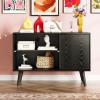 imageWLIVE TV Stand for 55 Inch TVs Entertainment Center with Storage Cabinet MidCentury TV Stands for Living Room and Bedroom 50quot TV Console BrownRelief Black