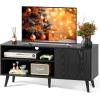 imageWLIVE TV Stand for 55 Inch TVs Entertainment Center with Storage Cabinet MidCentury TV Stands for Living Room and Bedroom 50quot TV Console BrownRelief Black