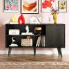 imageWLIVE TV Stand for 55 Inch TVs Entertainment Center with Storage Cabinet MidCentury TV Stands for Living Room and Bedroom 50quot TV Console BrownRelief Black