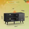 imageWLIVE TV Stand for 55 Inch TVs Entertainment Center with Storage Cabinet MidCentury TV Stands for Living Room and Bedroom 50quot TV Console BrownRelief Black