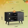 imageWLIVE TV Stand for 55 Inch TVs Entertainment Center with Storage Cabinet MidCentury TV Stands for Living Room and Bedroom 50quot TV Console BrownRelief Black