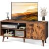 imageWLIVE TV Stand for 55 Inch TVs Entertainment Center with Storage Cabinet MidCentury TV Stands for Living Room and Bedroom 50quot TV Console BrownRustic Brown