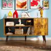imageWLIVE TV Stand for 55 Inch TVs Entertainment Center with Storage Cabinet MidCentury TV Stands for Living Room and Bedroom 50quot TV Console BrownRustic Brown