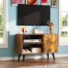 imageWLIVE TV Stand for 55 Inch TVs Entertainment Center with Storage Cabinet MidCentury TV Stands for Living Room and Bedroom 50quot TV Console BrownRustic Brown