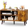 imageWLIVE TV Stand for 55 Inch TVs Entertainment Center with Storage Cabinet MidCentury TV Stands for Living Room and Bedroom 50quot TV Console BrownRustic Brown