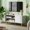 imageWLIVE TV Stand for 55 Inch TVs Entertainment Center with Storage Cabinet MidCentury TV Stands for Living Room and Bedroom 50quot TV Console BrownWhite