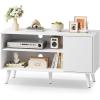 imageWLIVE TV Stand for 55 Inch TVs Entertainment Center with Storage Cabinet MidCentury TV Stands for Living Room and Bedroom 50quot TV Console BrownWhite