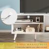 imageWLIVE TV Stand for 55 Inch TVs Entertainment Center with Storage Cabinet MidCentury TV Stands for Living Room and Bedroom 50quot TV Console BrownWhite