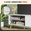 imageWLIVE TV Stand for 55 Inch TVs Entertainment Center with Storage Cabinet MidCentury TV Stands for Living Room and Bedroom 50quot TV Console BrownWhite