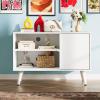 imageWLIVE TV Stand for 55 Inch TVs Entertainment Center with Storage Cabinet MidCentury TV Stands for Living Room and Bedroom 50quot TV Console BrownWhite