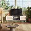 imageWLIVE TV Stand for 65 Inch TV 58quot Boho Entertainment Center TV Stand for Living Room TV Console with 2 Storage Cabinets WhiteWhite