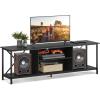 imageWLIVE TV Stand up to 65 Inch TV 55quot Entertainment Center Industrial TV Console with Open Storage Shelf for Living Room and Bedroom Rustic BrownBlack
