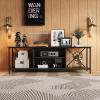 imageWLIVE TV Stand up to 65 Inch TV 55quot Entertainment Center Industrial TV Console with Open Storage Shelf for Living Room and Bedroom Rustic BrownBlack