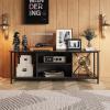 imageWLIVE TV Stand up to 65 Inch TV 55quot Entertainment Center Industrial TV Console with Open Storage Shelf for Living Room and Bedroom Rustic BrownBlack