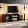 imageWLIVE TV Stand up to 65 Inch TV 55quot Entertainment Center Industrial TV Console with Open Storage Shelf for Living Room and Bedroom Rustic BrownBlack