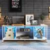 imageWLIVE TV Stand up to 65 Inch TV 55quot Entertainment Center Industrial TV Console with Open Storage Shelf for Living Room and Bedroom Rustic BrownWhite